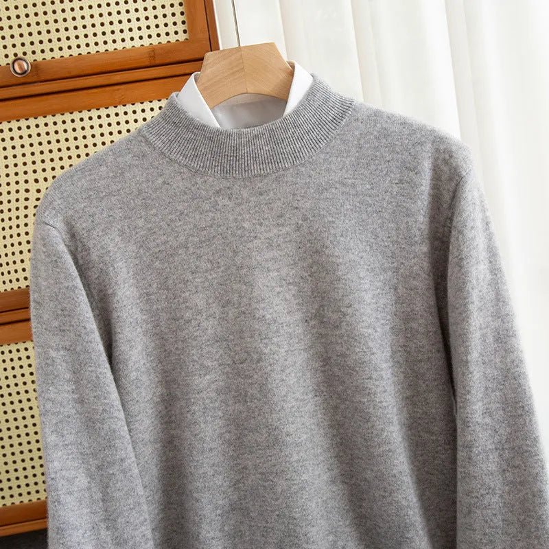 Men's half-collar wool sweater in loose fit winter jumper available in multiple colours
