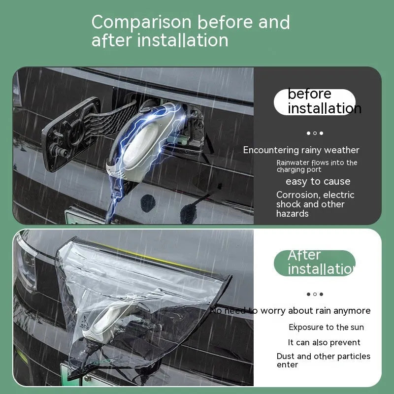 Black electric car charging rain cover with magnetic strips unfolded to 60x50cm