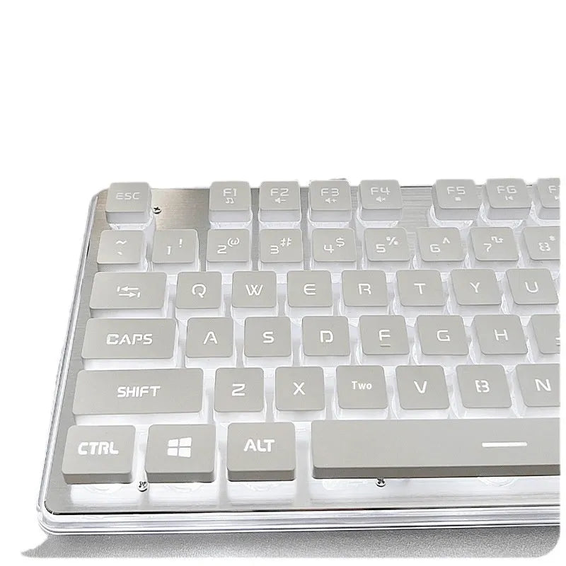 Wired quiet mechanical-feel keyboard with backlight, shown in Metal Black colour with blue illumination