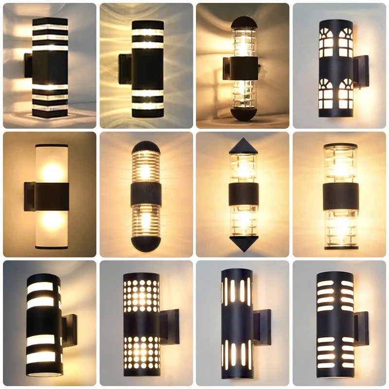 Outdoor waterproof wall lamp double head up and down aluminium E27 holder 312mm height