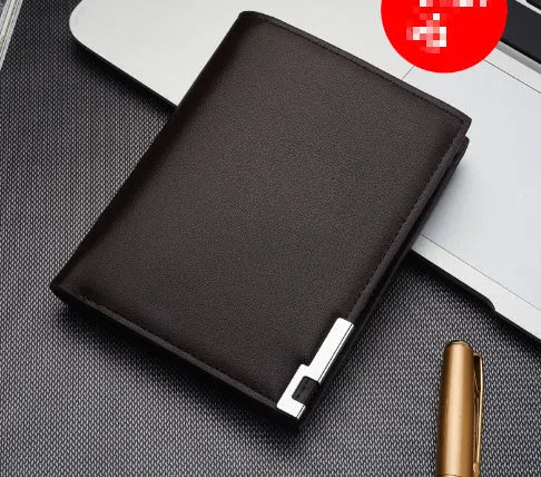 Men's slim PU business money wallet with card slots, 100x120x15mm, black colour