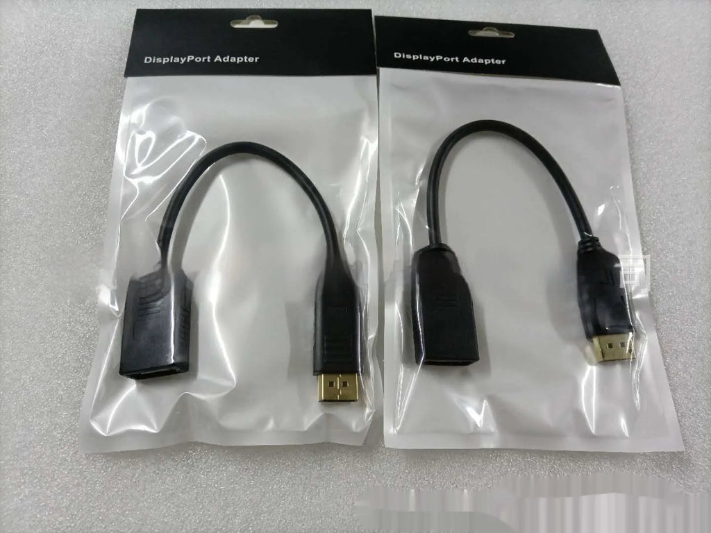 Black DisplayPort DP male to female extension cable approximately 10cm length with rotating connector