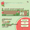 Watermelon-themed mechanical keyboard key cap set with blue accent keys and sublimation printing