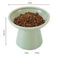 Ceramic elevated cat bowl in blue with wide shallow design for whisker fatigue relief