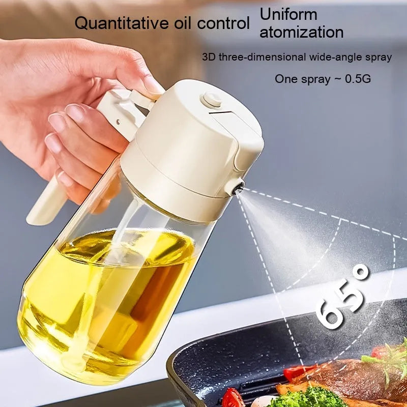 470ml glass olive oil sprayer dispenser in beige, yellow, green, or black colour.