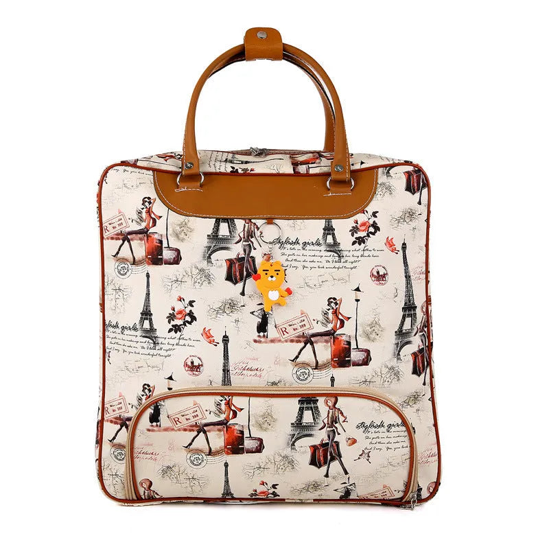 College style waterproof travel bag with PU leather exterior and cartoon cute design