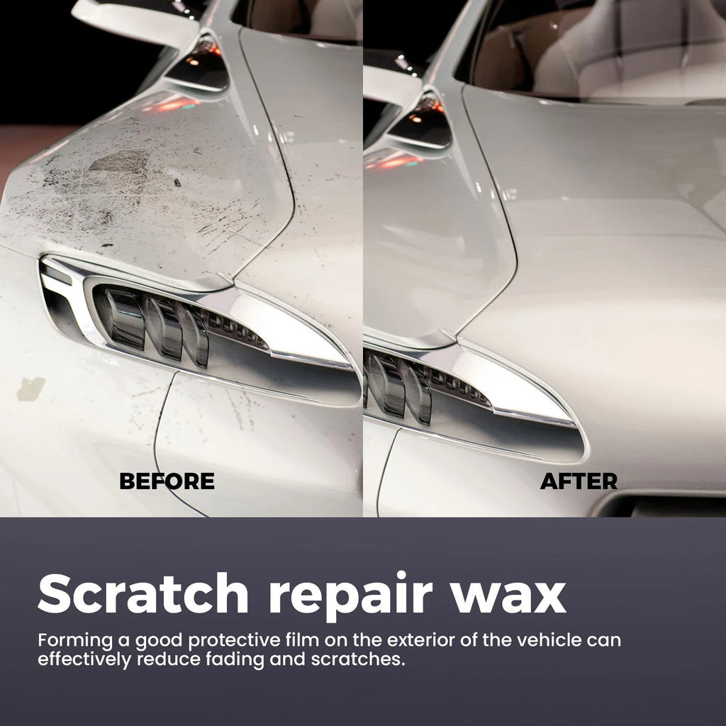 Car scratch wax 100g with sponge and cloth, 9.1cm x 9.1cm wax block for paint repair