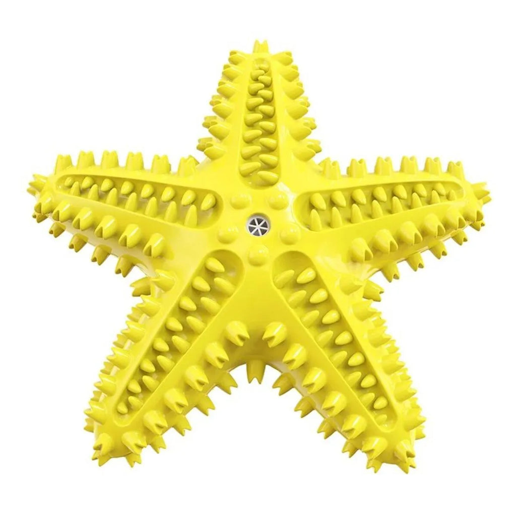 Edible TPR starfish-shaped dog toy for large breeds in blue, green and yellow colour options