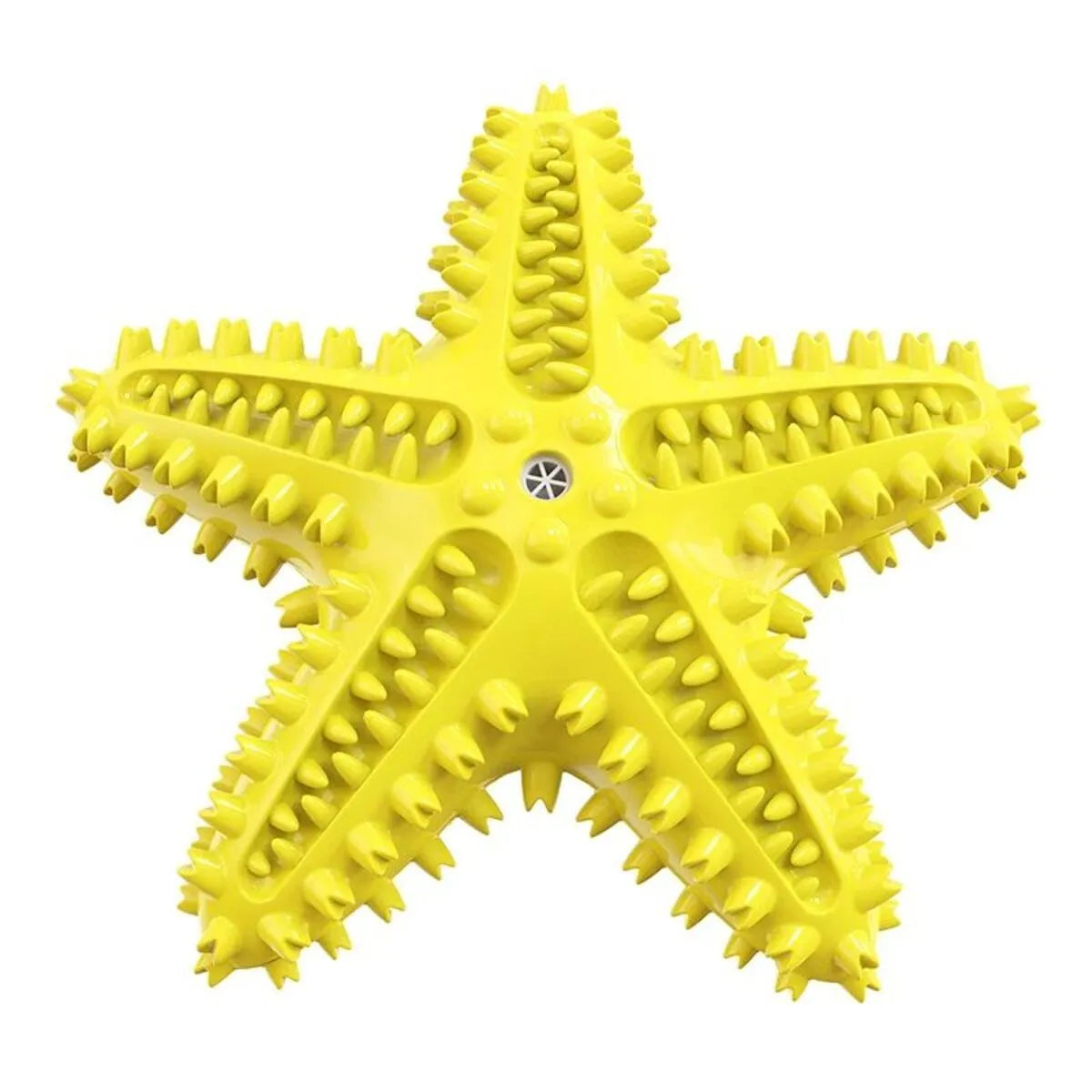 Edible TPR starfish-shaped dog toy for large breeds in blue, green and yellow colour options