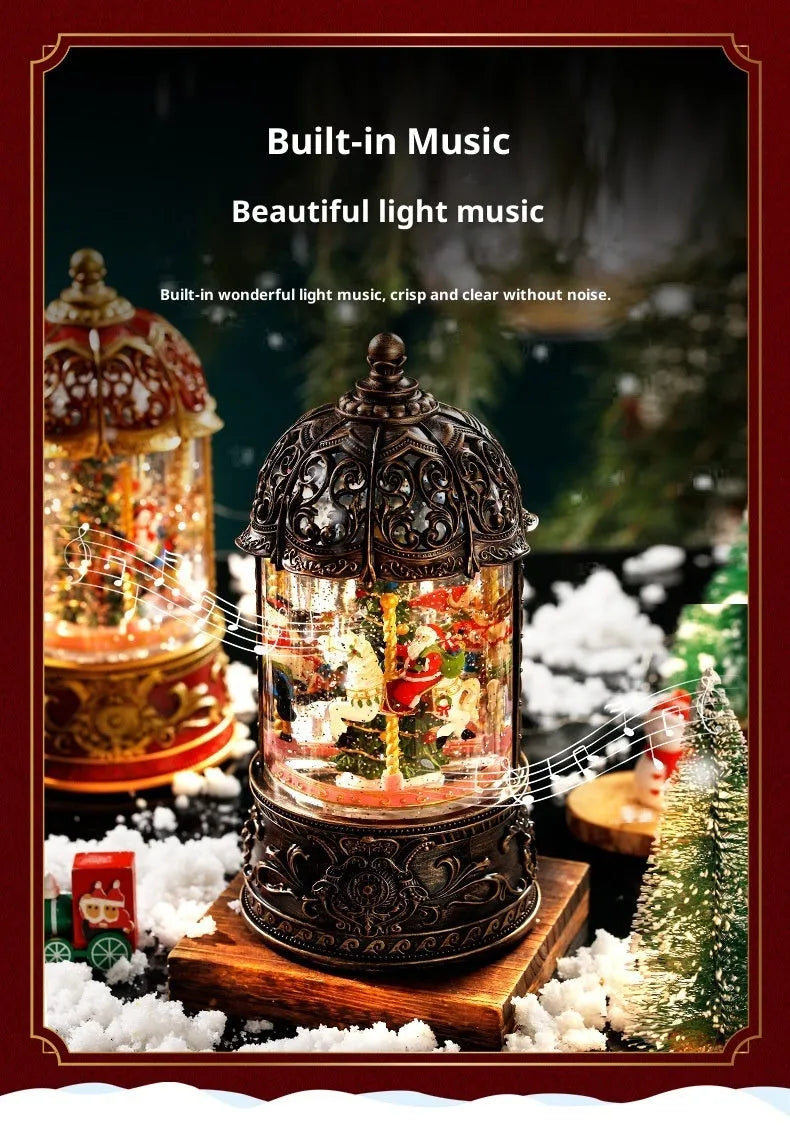 Christmas Carousel Old Man Tree Music Box plastic American style bronze decoration