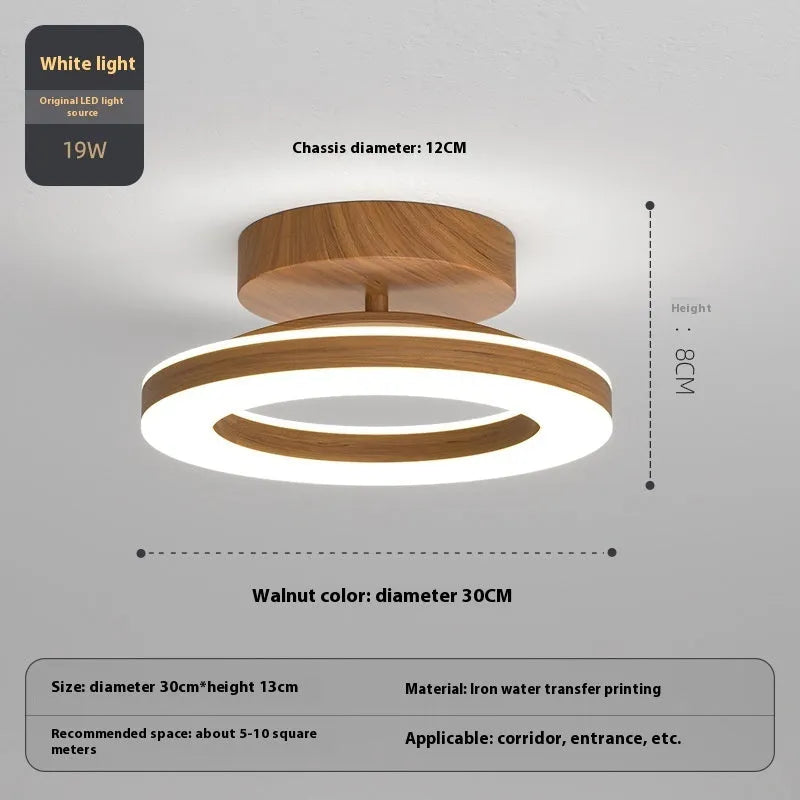 Modern minimalist ring ceiling lamp LED in black finish, 20cm diameter for hallway
