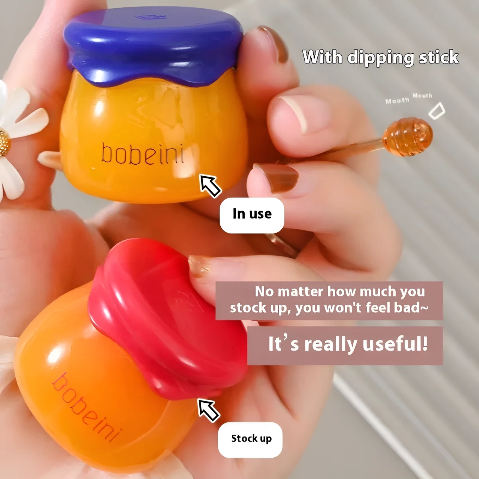 Vaseline moisturising lip balm pot in 9g size with a small brush applicator.