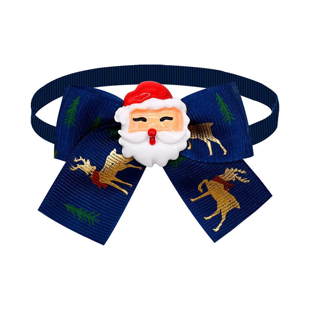 Red and green Christmas pet bow tie accessory for dogs or cats with British style design
