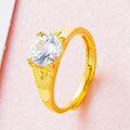 Women's Vietnam placer gold zircon ring in copper with adjustable opening on a hand