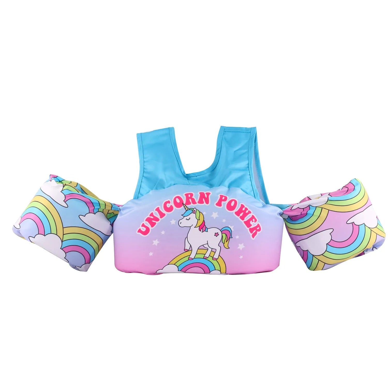 Cartoon-themed children's inflatable arm swimming ring life jacket in polyester.