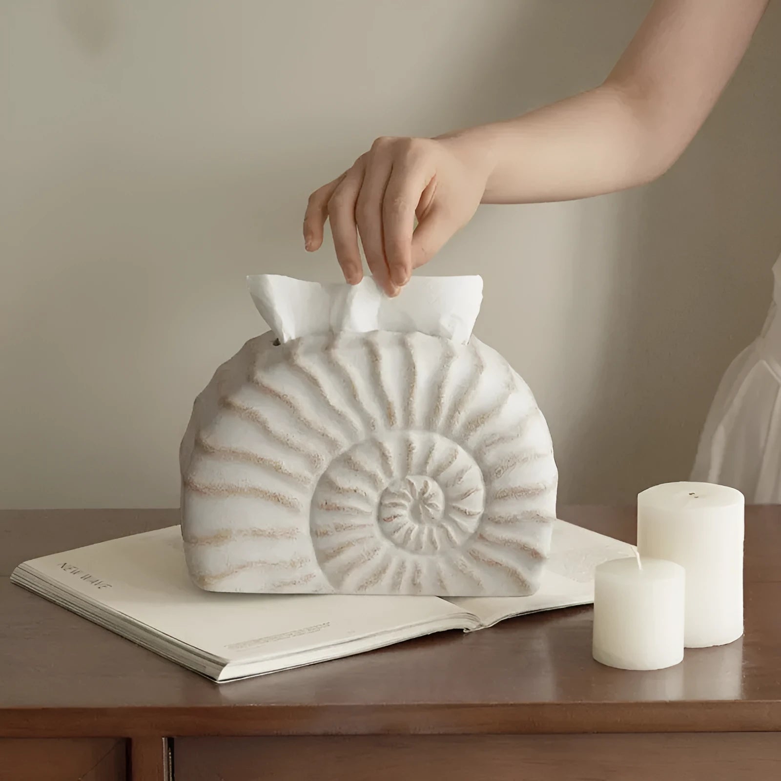 Resin conch ramble tissue box decorative cover for plastic tissue boxes