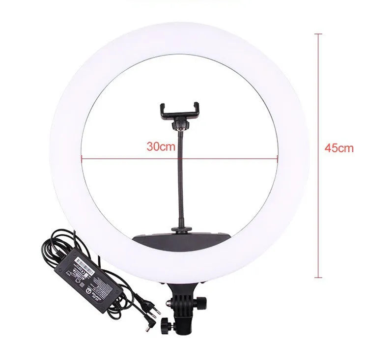 18 inch ring light on a tall tripod with remote control, for live streaming and video