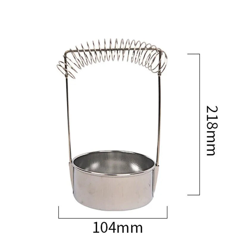 Silver stainless steel oil painting pen washer with a spring clip for holding brushes.