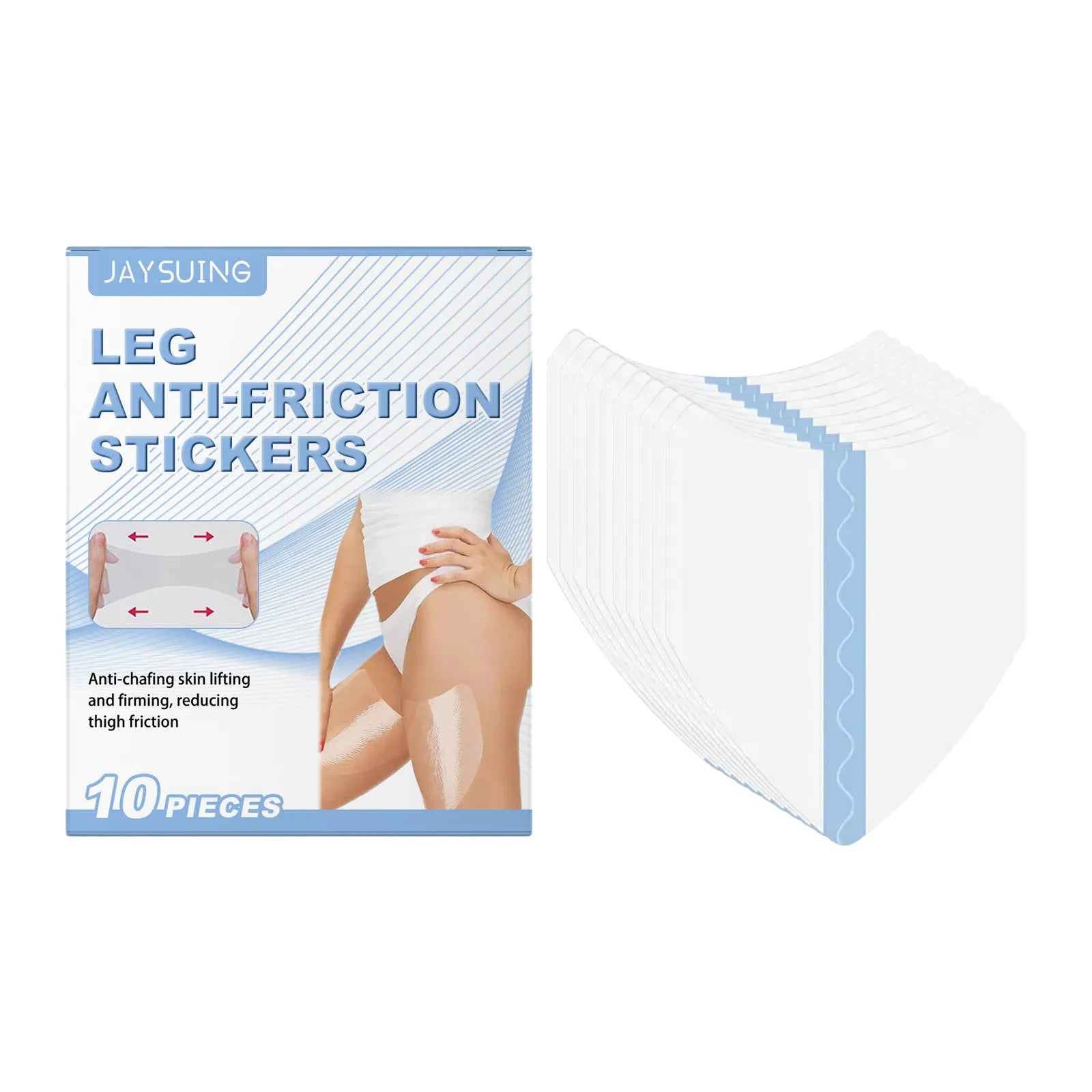 10-piece pack of leg anti-wear patches for skin chafing protection with hydrating gel formula