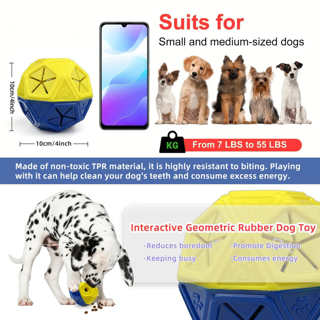 Blue or red hollow plastic dog puzzle toy for treat dispensing.
