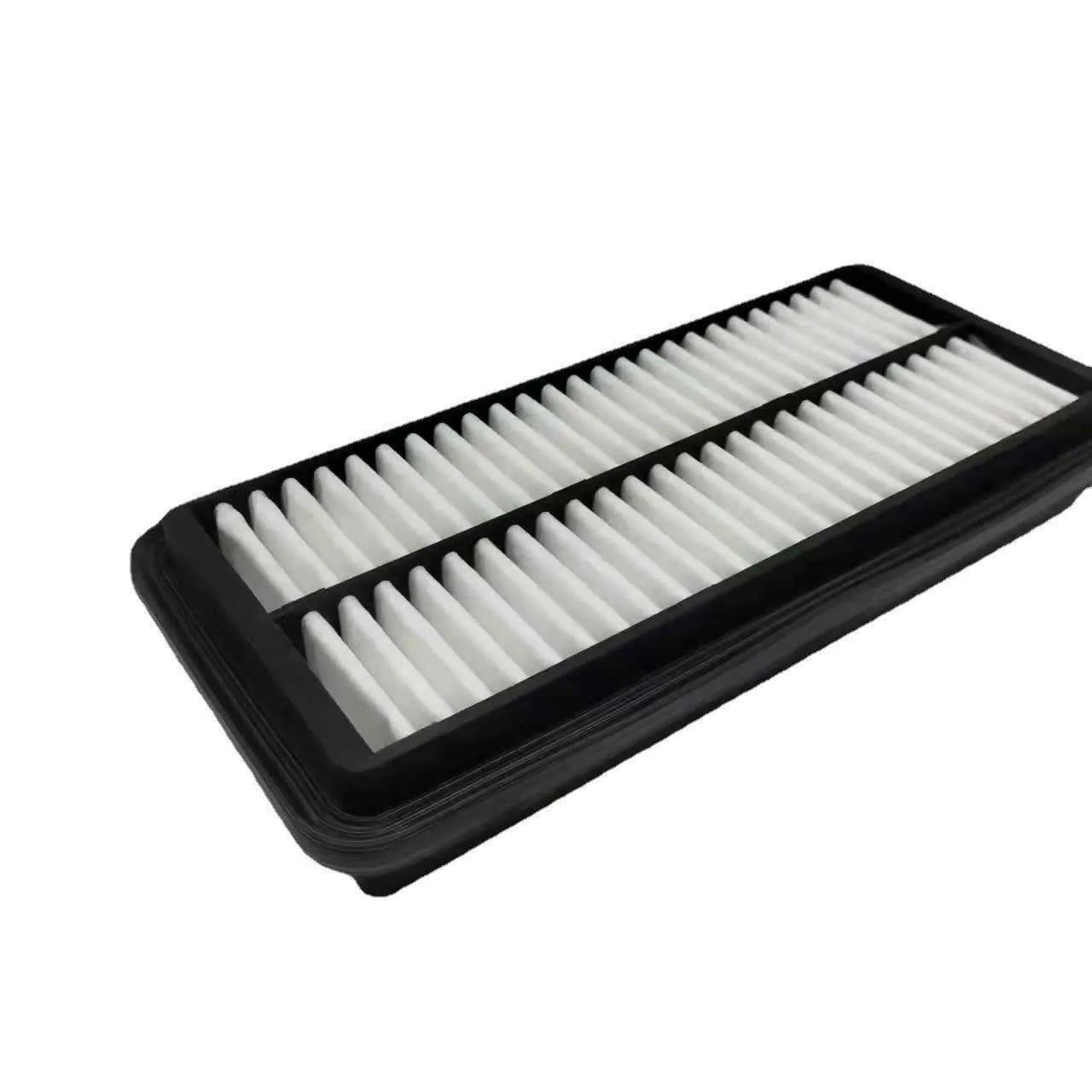 Black car air filter measuring 256mm x 113mm x 40mm for Hyundai compatible vehicles