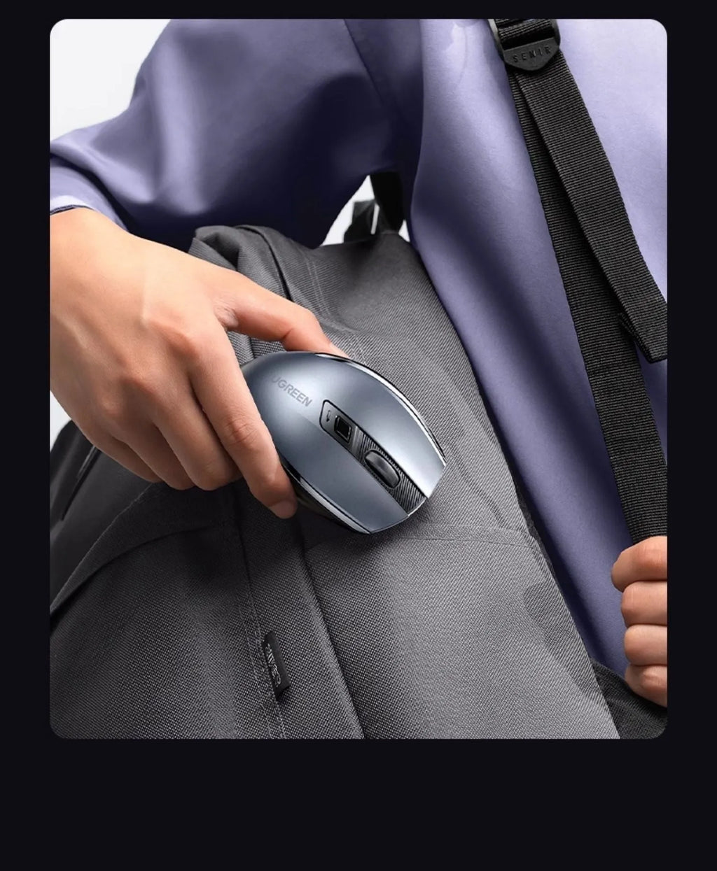 Wireless Bluetooth dual-mode mute laptop mouse with flashlight, black colour, side silicone finger rest