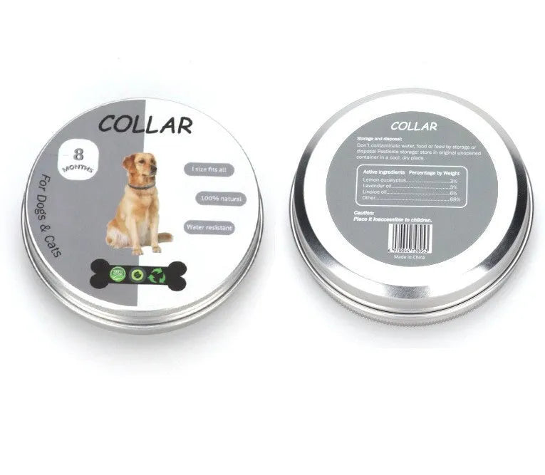 Adjustable silicone cat and dog collar for flea repellent in black, grey, white, and yellow colours