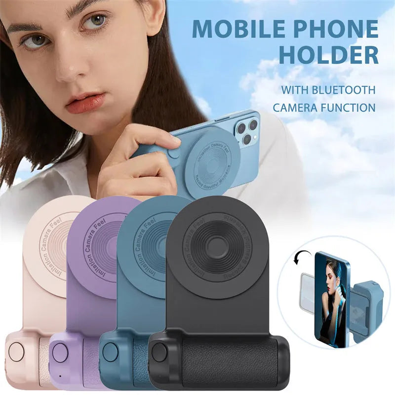 Magnetic phone camera bracket with ergonomic handle and rotatable design for stable smartphone photography