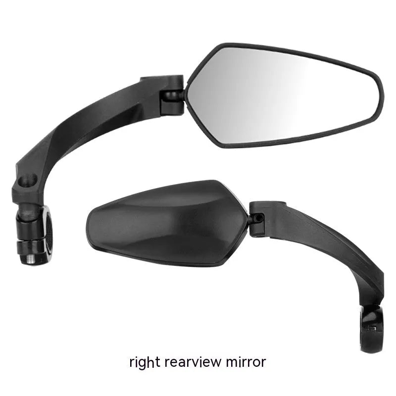 Black mountain bike rearview mirror made from PMMA acrylic measuring 210mm by 102.5mm