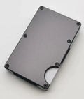 Carbon fibre credit card wallet in aluminium alloy grey with RFID protection for seven cards