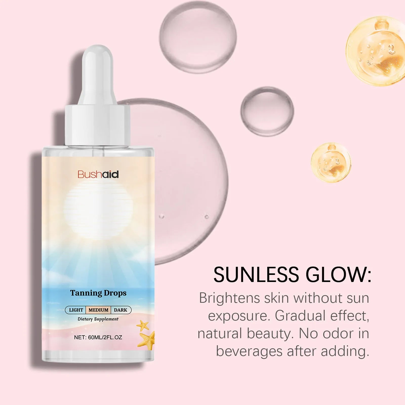 60ml tanning drops in squeeze bottle for sun-free skin colour enhancement