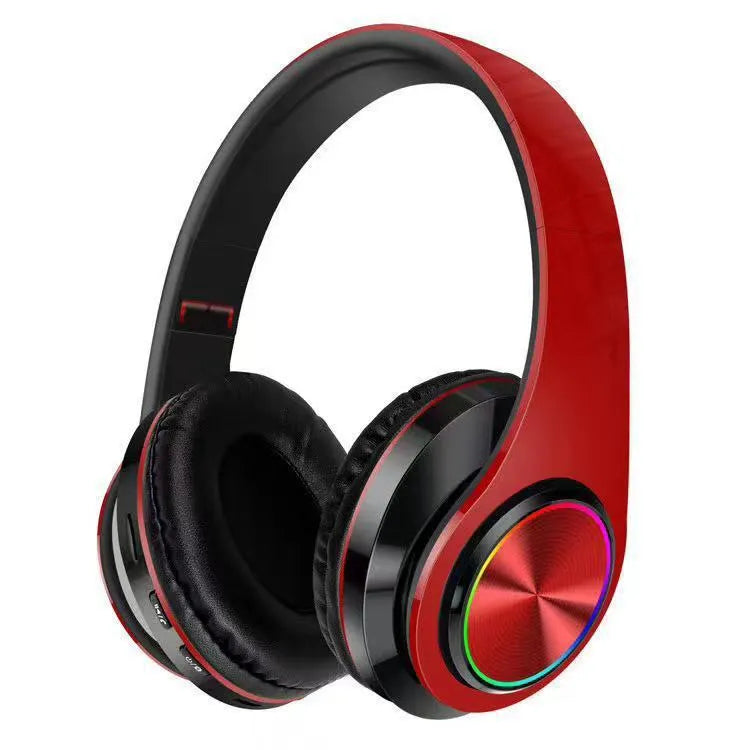 Wireless Bluetooth gaming headset with LED lights in black, red, white, or black and red colour options
