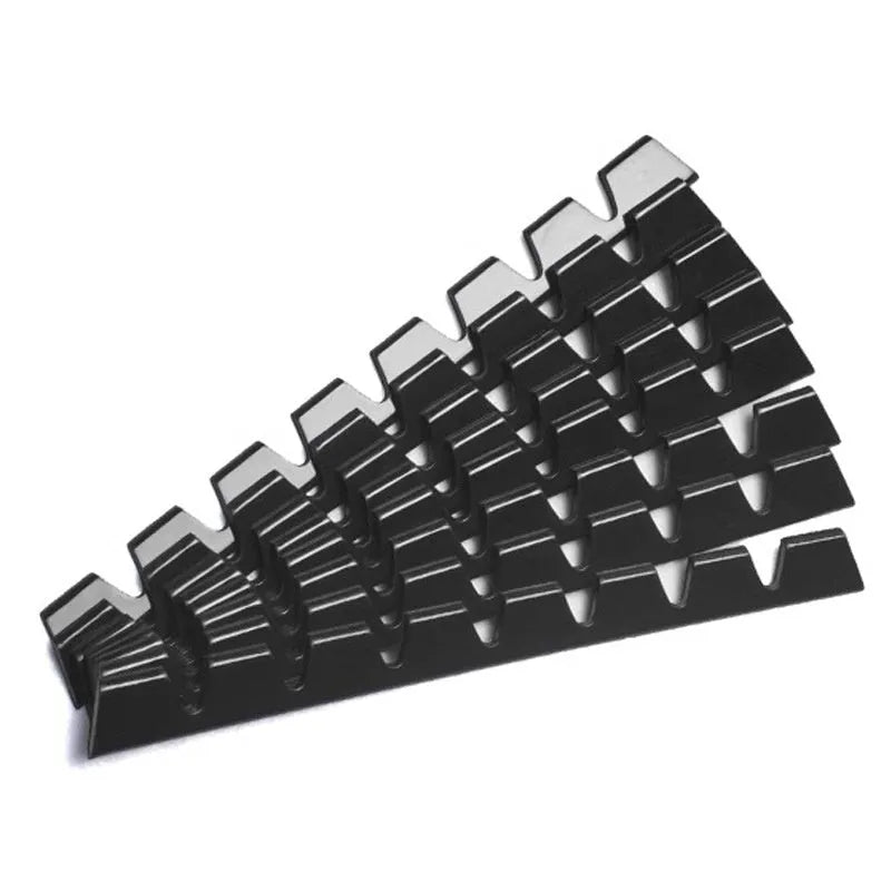 Set of eight black car bumper anti-collision protection bars measuring 30.2 x 2.6 cm each