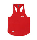 Men's white cotton fitness vest for summer running and gym training on a plain background