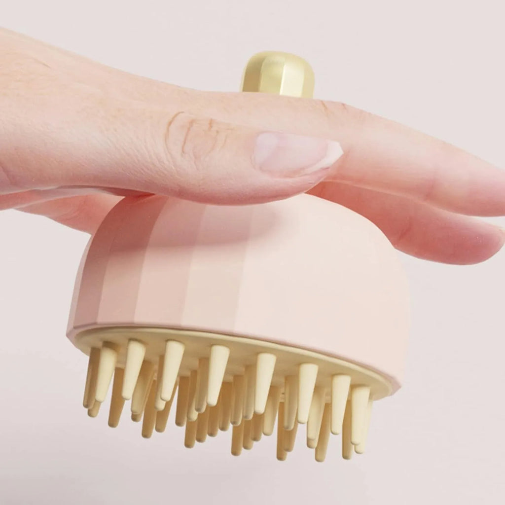 Green double-sided pet shampoo massage brush with drain holes for cat and dog washing