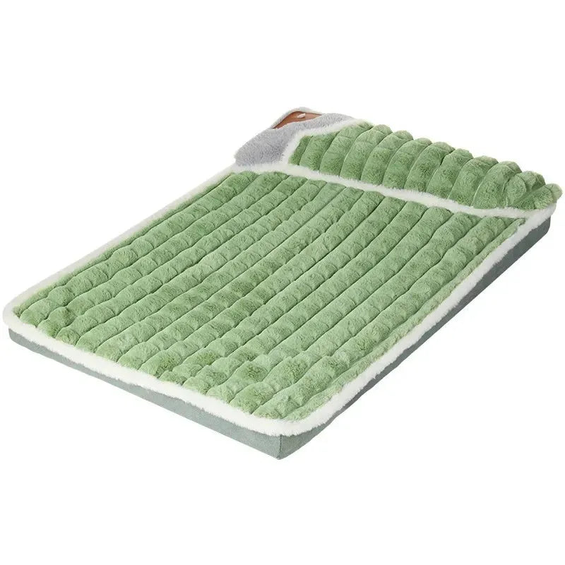 Washable fluffy fleece dog bed mat with memory foam filling in grey colour