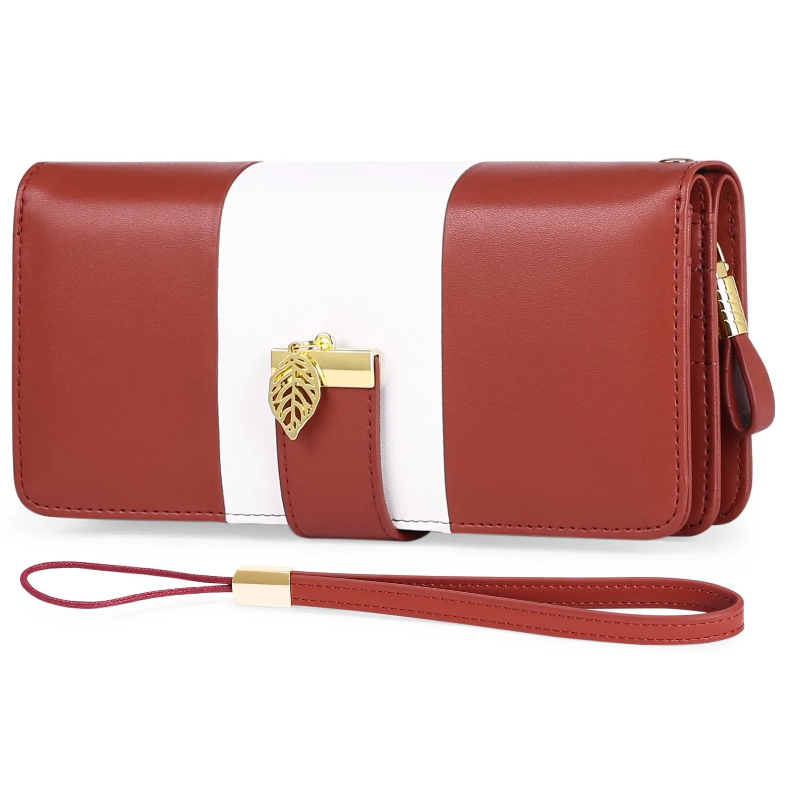 Black anti-theft clutch bag with combination lock showing interior microfiber lining and wallet section.