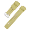 Camouflage pattern TPU rubber watch strap with silver buckle for G-Shock-style watches.