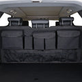 Black waterproof Oxford cloth car boot hanging storage bag with handle on seat back