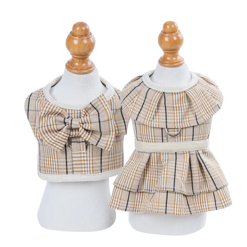 Pet chest harness vest with attached walking rope in milk white or purple colour options