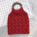 Handmade straw bag women woven wicker handbag Mori style solid colour with cotton lining and hard handle