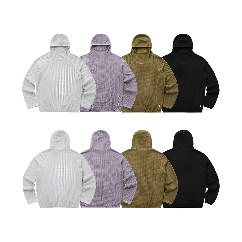 Polyester Pullover Hoodie with Hood Raglan Sleeves Loose Fit Solid Colour Dimensional Patch Pocket for Men Casual Wear in Frost White Greyish Purple Moss Green Ink Black Sizes M L XL