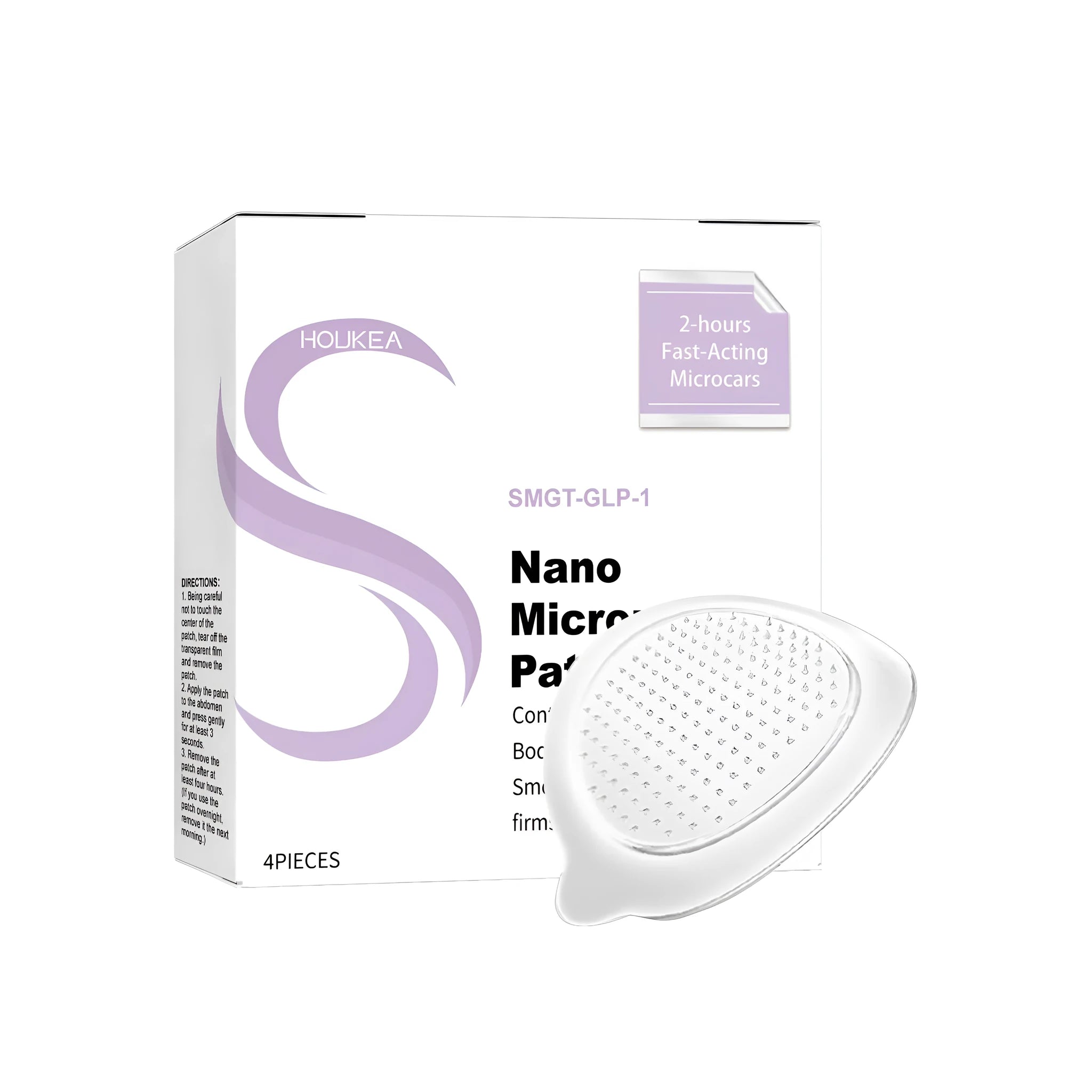 Nano microneedle skin patch package containing four individual nursing stickers with ginger and mugwort ingredients