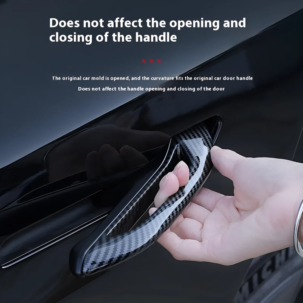 Tesla ABS door handle cover in light carbon fibre pattern, 215x80x20mm, for Model 3 and Model Y