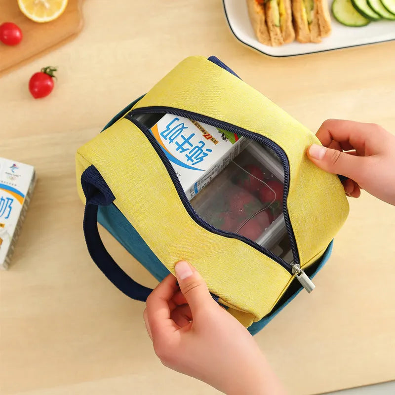Waterproof aluminium foil lunch insulation bag in Oxford cloth, shown in blue colour.
