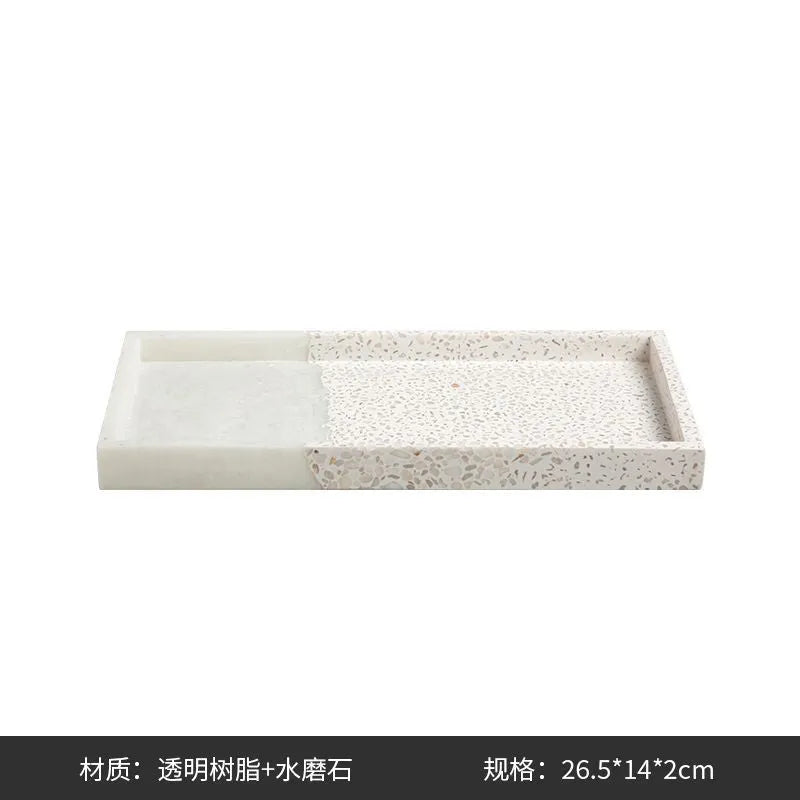 Resin terrazzo decorative storage tray 26.5x14x2cm colour SZ23038 on a coffee table