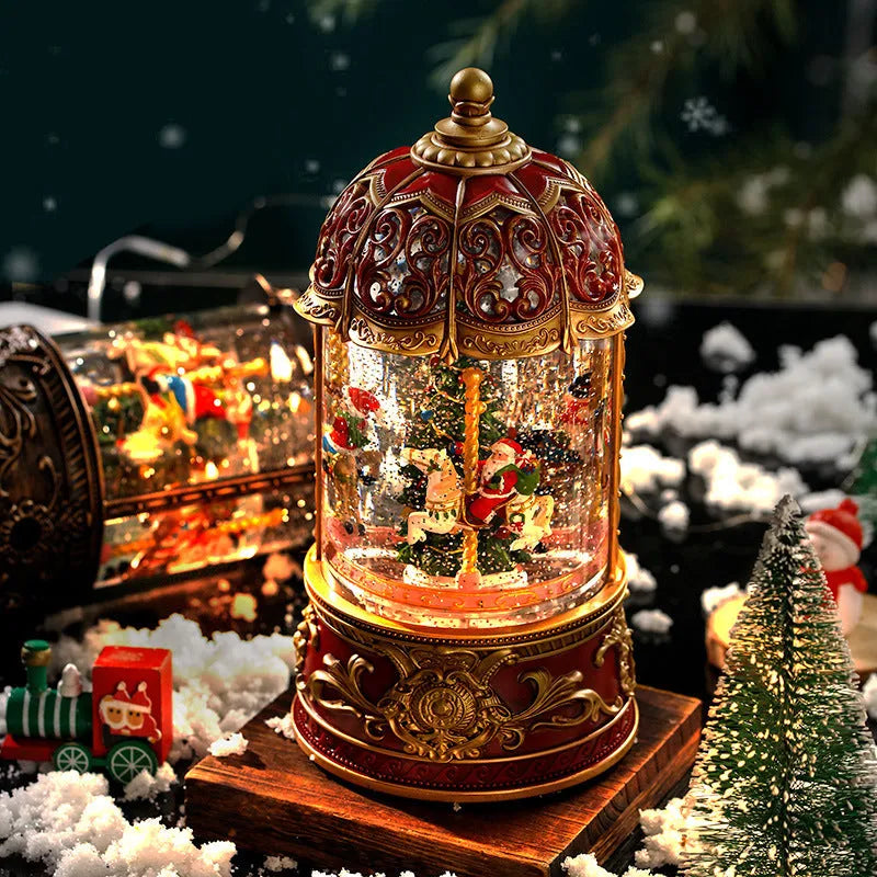Christmas Carousel Old Man Tree Music Box plastic American style bronze decoration