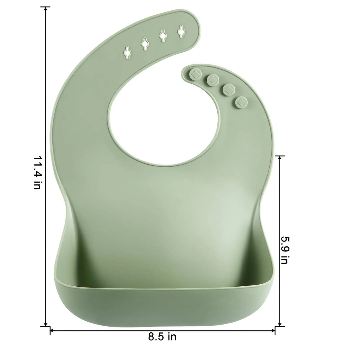 Soft silicone baby bib with deep spill pocket in classic colour, adjustable neck strap, waterproof feeding essential