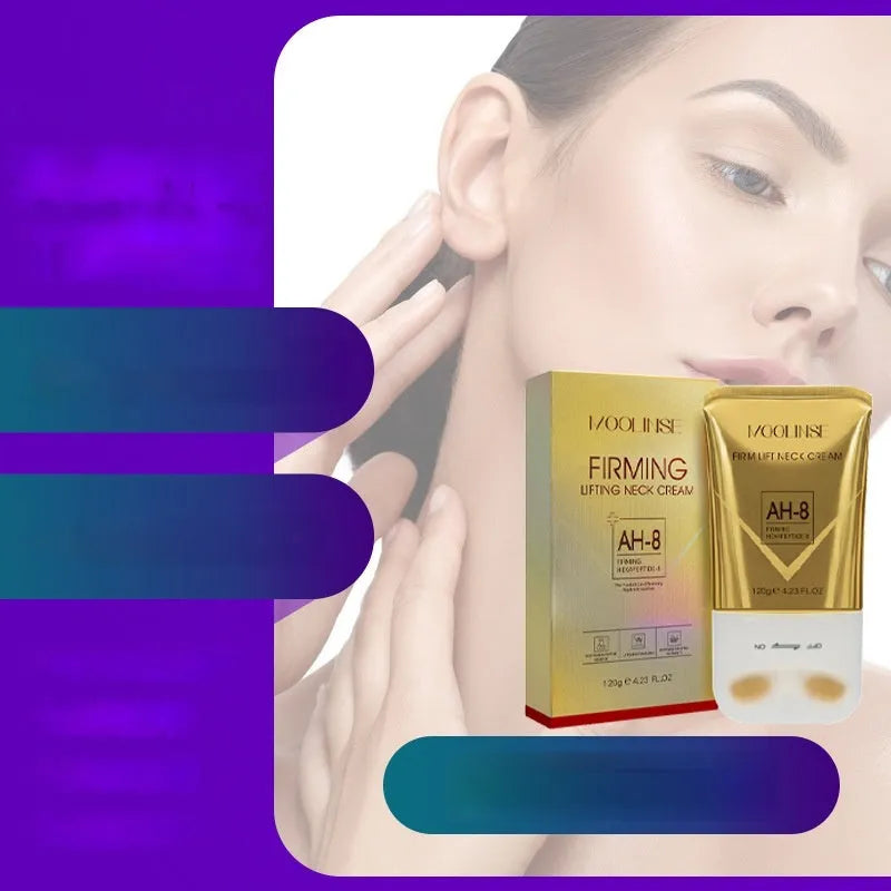 Neck cream container with integrated massage roller tool for dry skin treatment