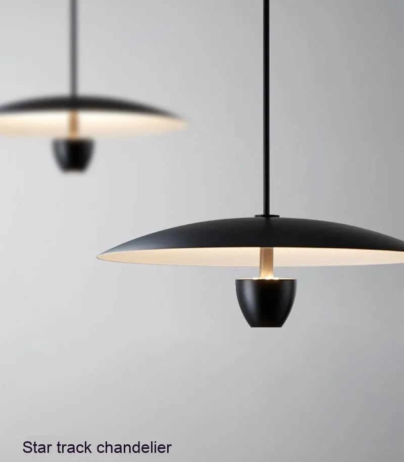 Black modern minimalist chandelier with 400mm design and warm lighting